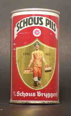 Nice! Schous Pils Straight Steel Tab Top Beer Can from Norway