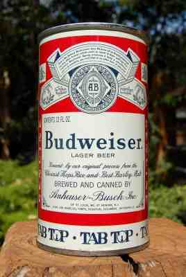 SPLENDID 1960's NEWARK 7-CITY VERSION BUDWEISER TAB TOP PULL TAB BEER CAN!