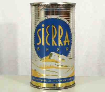 SIERRA BEER FLAT TOP BEER CAN RENO BREWING COMPANY RENO, NEVADA MOUNTAINS 1950's