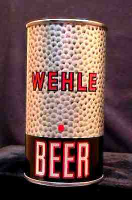 WEHLE BEER - LATE 1930'S 12OZ KEGLINED IRTP OPEN INST FLAT TOP CAN - SUPER CLEAN