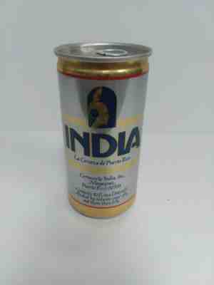 INDIA CERVEZA 10oz empty Pull Tab Beer CAN with an INDIAN, PUERTO RICO, USA 1980