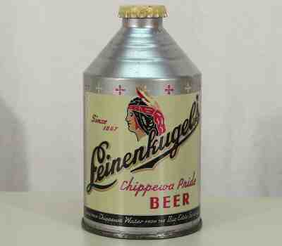 LEINENKUGEL'S SUPER CLEAN CROWNTAINER CONE TOP BEER CAN CHIPPEWA FALLS WISCONSIN