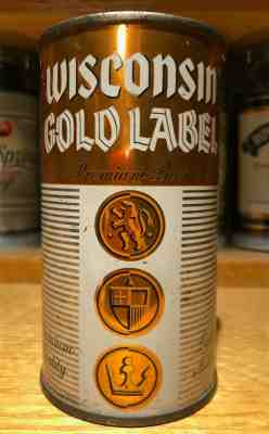 Wisconsin Gold Label flat top beer can - USBC 146-19 - SUPER RARE - VERY NICE