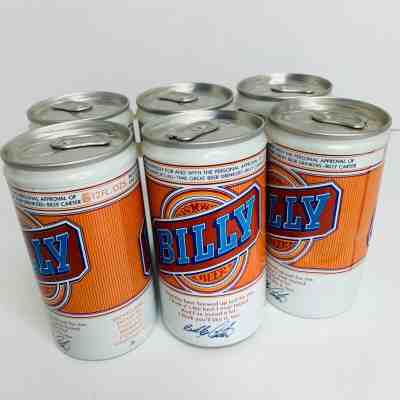 6 Pack Unopened Billy Beer Cans With Original Plastic Ring NOT FOR CONSUMPTION