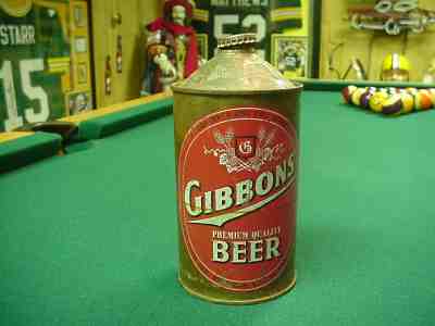 Gibbons Premium Quality Beer 32 oz. Quart Cone Top Beer Can Wilkes Barre  PA.