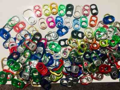 200+ MULTI-COLORED ALUMINUM CAN ASSORTED PULL TABS POP TOPS SODA BEER RED BULL