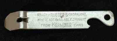 KRUEGER'S ALE I-7 OI FLAT TOP CAN+BEER BOTTLE OPENER NEWARK, NEW JERSEY NJ BALDY