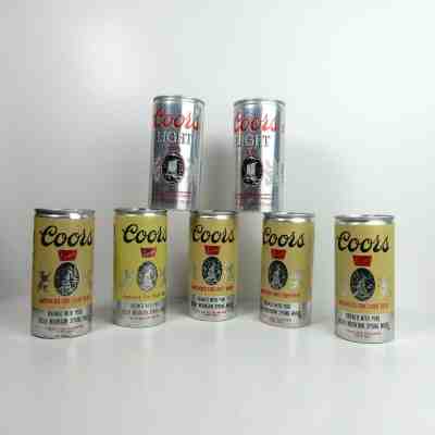Lot of 7 Vintage Coors and Coors Light Banquet Beer Cans Press Tabs and Pull Tab