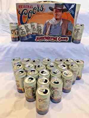 JOHN WAYNE Cowboy Coors Banquet Beer Full Case of 24 empty cans 1997 RARE