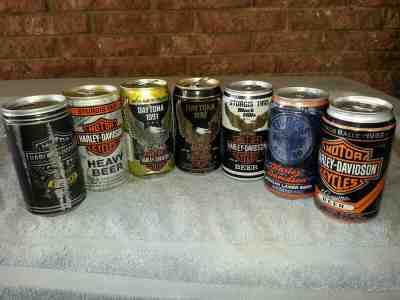 Vintage Lot 7 Harley Davidson Beer Cans 1984-1998