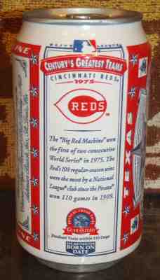 1975 CINCINNATI REDS CENTURY'S GREATEST TEAMS BEER CAN BUDWEISER BOTTOM OPEN MLB