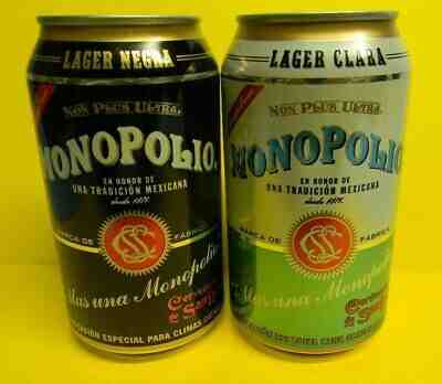 NEW MONOPOLIO BEER CAN PAWTUCKET RHODE ISLAND CERVEGERIA DE SAN LUIS MEXICO