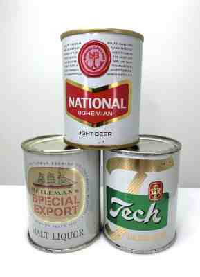 3 BEAUTIFUL 8 OUNCE BEER CANS FOR YOUR COLLECTION ONE PENNY NO RESERVE AUCTION!