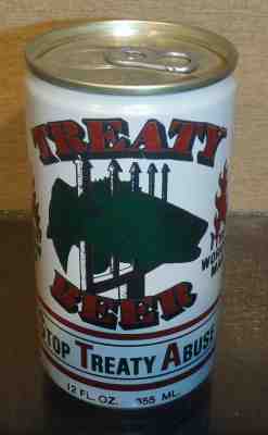 TREATY ABUSE PULL TAB BEER CAN TORC BREWING EAU CLARIE WISCONSIN BOTTOM OPENED