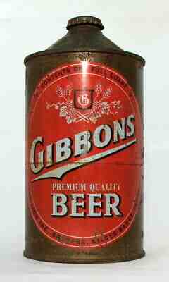 Gibbons Premium Quality Beer 32 oz. Quart Cone Top Beer Can Wilkes Barre  PA.