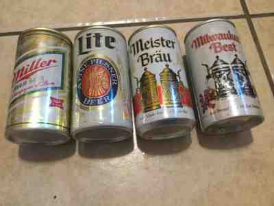 4 VTG Miller Lite Meister Brau Milwaukee’s Best aluminum Pull Tab Beer can Lot 