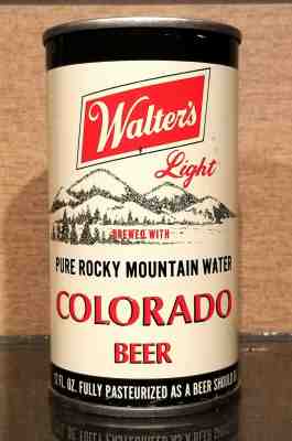 1970s WALTER'S LIGHT STRAIGHT STEEL PULL TAB TOP BEER CAN WALTER PUEBLO COLORADO