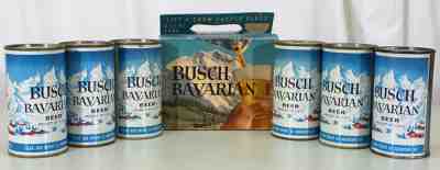 BUSCH BAVARIAN •6-PACK• SUPER CLEAN FLAT TOP BEER CAN ANHEUSER-BUSCH ST LOUIS MO