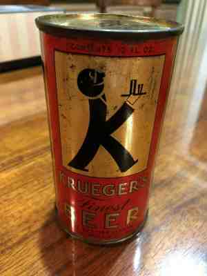 Krueger Beer Flat Top Red Gold Can Bald Guy Baldy Brewery Newark New Jersey