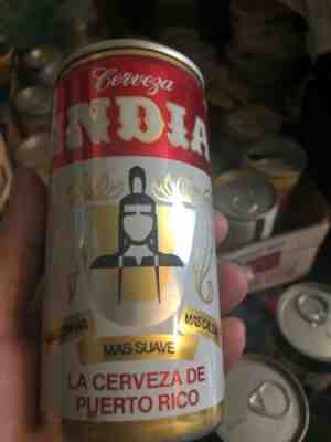 VINTAGE 10 OZ EMPTY BEER CAN / CERVEZA INDIA PUERTO RICO Aluminum