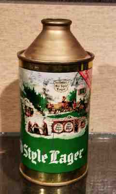 1950s HEILEMAN'S OLD STLYE LAGER HIGH PROFILE CONE TOP BEER CAN USBC 177-28
