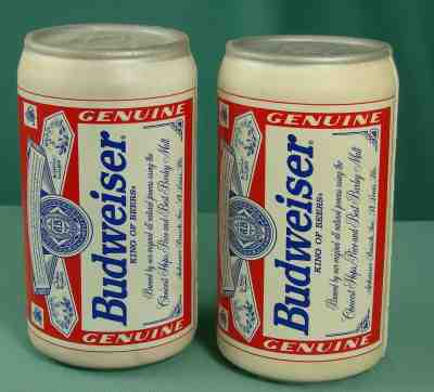 BUDWEISER LABEL BEER CAN STRESS RELIEVERS ~ 2 CANS