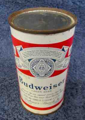 Vintage BUDWEISER Steel Beer Can FLAT TOP USBC 44-19 Unusual Bottom Opened BUD