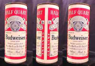 BUDWEISER LAGER BEER HALF QUART - 16OZ FLAT TOP CAN - 5 CITIES - ST LOUIS