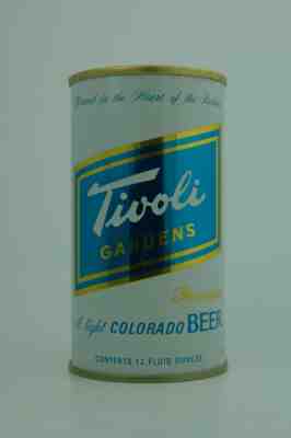 Tivoli Gardens pull-tab beer can, Tivoli Brewing, Denver, CO *STUNNING*