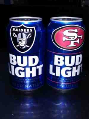 2019 Bud Light NFL Kickoff 1 Oakland Raiders 1 San Fran 49er Football Beer Cans