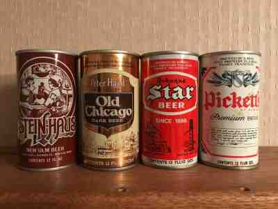 4 Vintage Domestic Steel Beer Cans - Stein Haus, Old Chicago, Pickett's & Star 