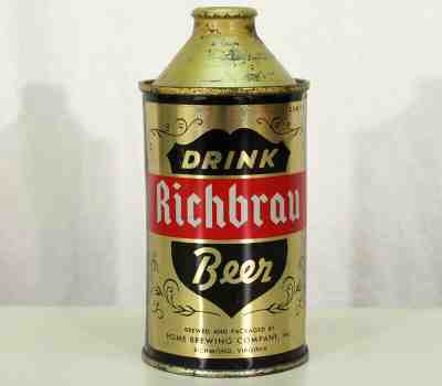 RICHBRAU SUPER CLEAN HI-PRO CONE TOP BEER CAN HOME BREWING RICHMOND, VIRGINIA VA