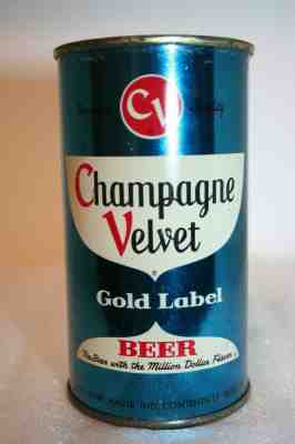 Champagne Velvet Gold Label Beer flat top beer can from Terre Haute, Indiana