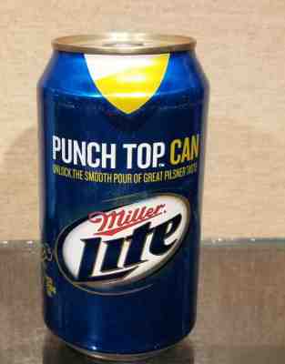 PUNCH TOP #1 ALUMINUM MILLER PULL TAB BEER CAN BOTTOM OPENED OPENING INSTRUCTION