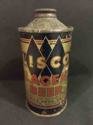 ULTRA RARE Lisco Lager Cone Top Beer Can - Ranier - great color, nice display!!!