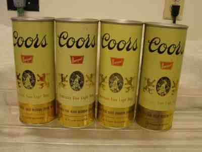 (4) COORS 15 OZ. PULL TAB BEER CANS TAB INTACT DIFFERENT TABS GOLDEN COLORADO