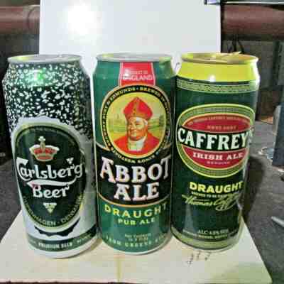 CARLSBERG_ ABBOT_ CAFFREY`S_ STEEL & ALUMINUM BEER CANS  -[READ DESCRIPTION]-