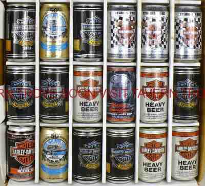 Lot of 18 Misc Harley Davidson Sturgis Beer 1980s-2000s Cans Tavern Trove