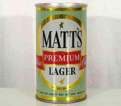 MATT'S PREMIUM LAGER EARLY RING PULL TAB BEER CAN WEST END UTICA, NEW YORK NY FX