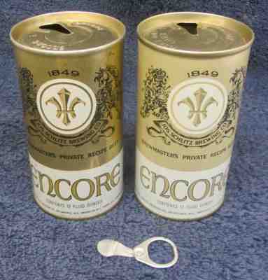 2 Vintage 1970 Schmitz ENCORE Beer Can Set USBC 61-38 Metallic 61-39 VERY NICE