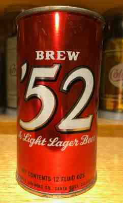 Brew '52 Light Lager Beer flat top can - USBC 41-24 - RARE METALLIC VERSION 