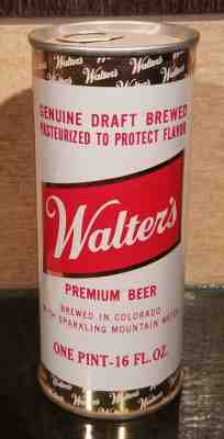 MINTY 1970s BOTTOM OPENED WALTER'S PULL TAB TOP BEER CAN WALTER PUEBLO CO 16 OZ