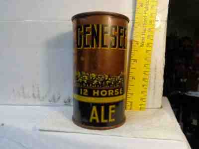 Genesee 12 Horse Ale Flat Top Beer Can, Opening Instructions, 1 Sided, BO