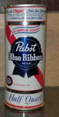 Open Rolled Top '70's PABST Blue Ribbon Half Quart Steel TAPA Beer Can Rare 