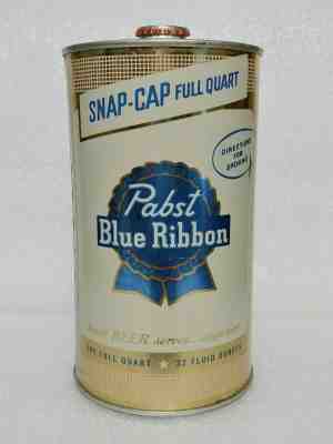 Vintage Wow Hi Grade PBR Pabst Blue Ribbon Snap Cap O/I Quart Cone Top Beer Can