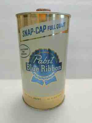 Vintage Wow Hi Grade PBR Pabst Blue Ribbon Snap Cap O/I Quart Cone Top Beer Can