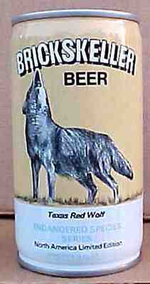 BRICKSKELLER BEER can TEXAS RED WOLF, Pittsburgh, PENNSYLVANIA, 1977 issue, 1/1+