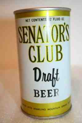 Senator's Club Draft Beer SS zip tab beer can from Shenandoah - Reading, PA.