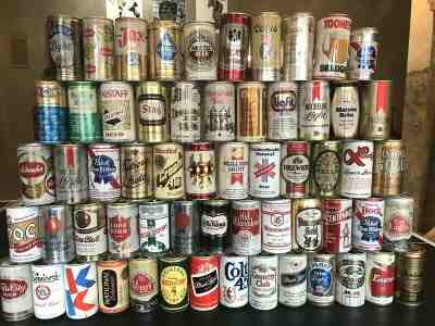 60 vintage beer cans from the 1970s Lone Star POC Eastside Kirin Jax Utica Lucky