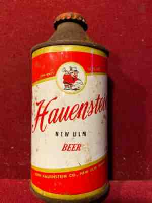 Old HAUENSTEIN CONE TOP BEER CAN New Ulm, Minnesota CAP STILL ON
